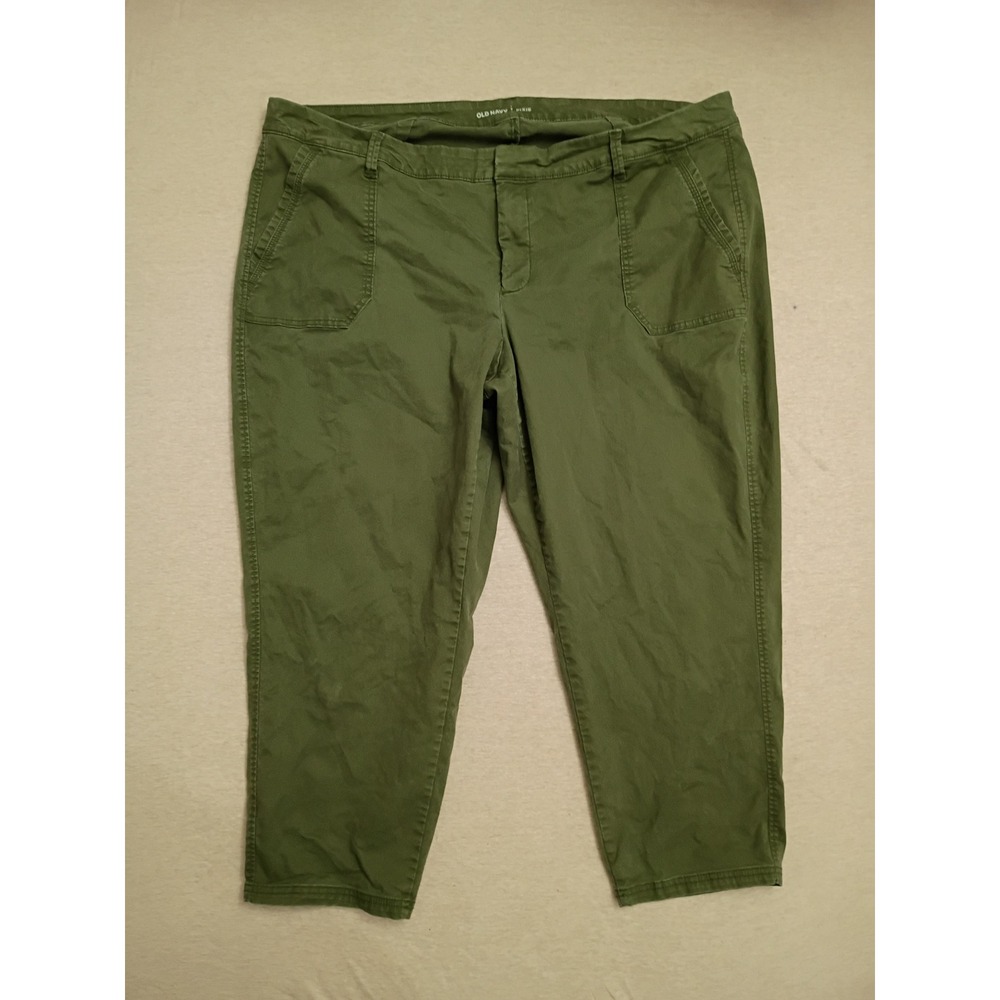 Old Navy Pixie Ankle Pants Womens 24 Plus Green Moss Landing Chino Stretch